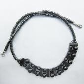 Black Vintage Semi Precious Hematite Stone Beaded Choker Necklace